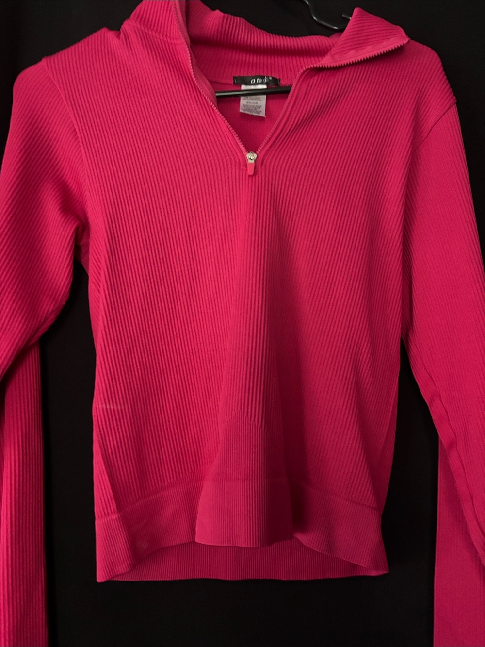 Hot Pink Ribbed Half-Zip Sweater